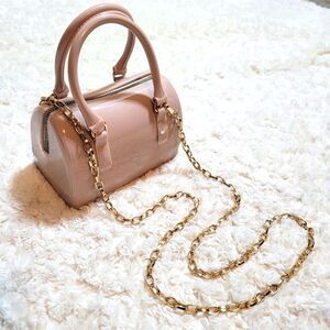 Jelly Mini Coquette Pastel Pink Jelly Gold Chain Handbag Crossbody Bag Purse